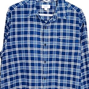 Flannel Shirt Croft & Barrow Navy and White Checkered Shirt